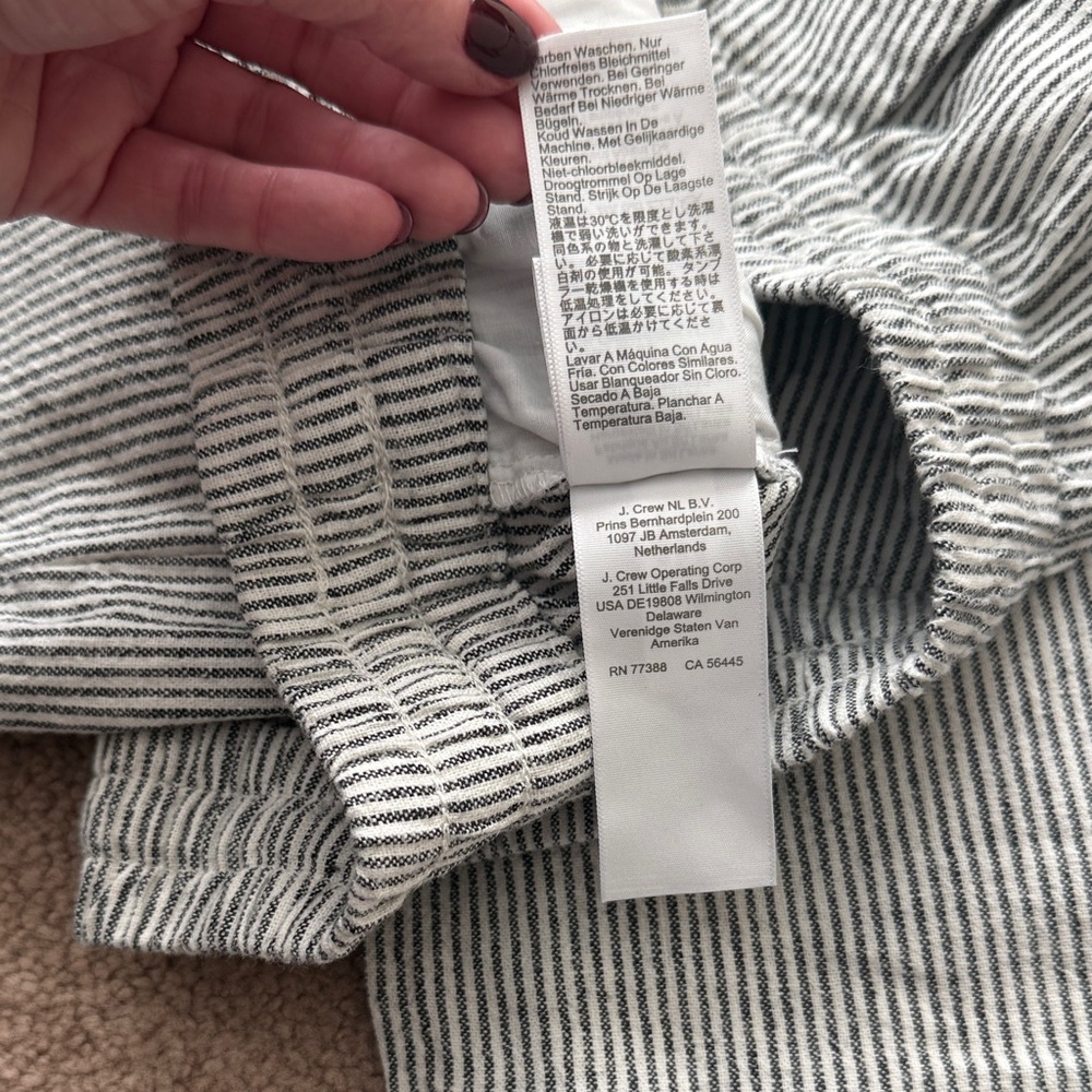 J. Crew Factory Women's Black and White Striped Cropped Linen Pants - Picture 9 of 11